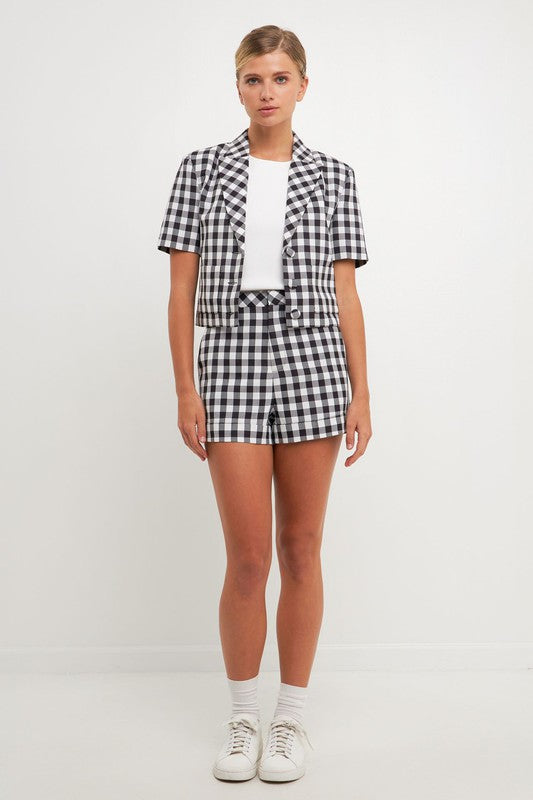 Black Gingham Shorts