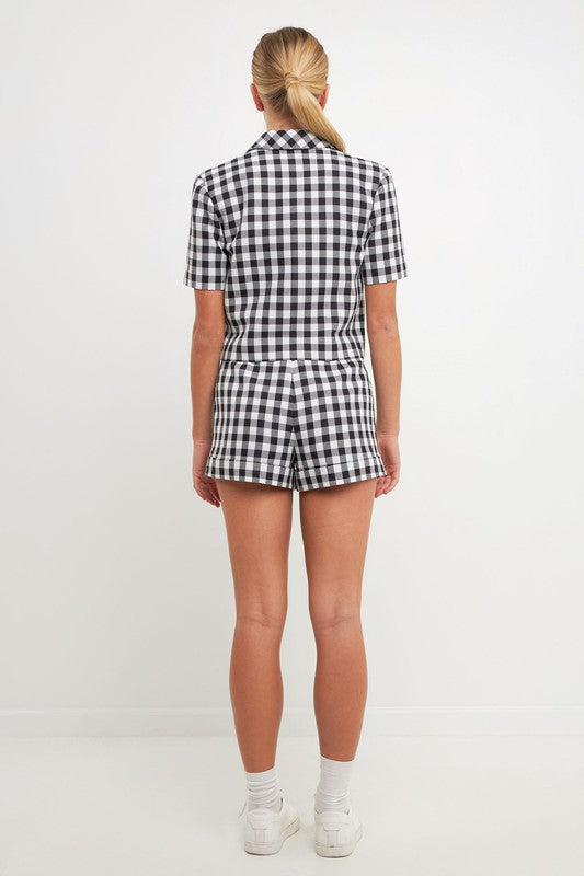 Black Gingham Shorts