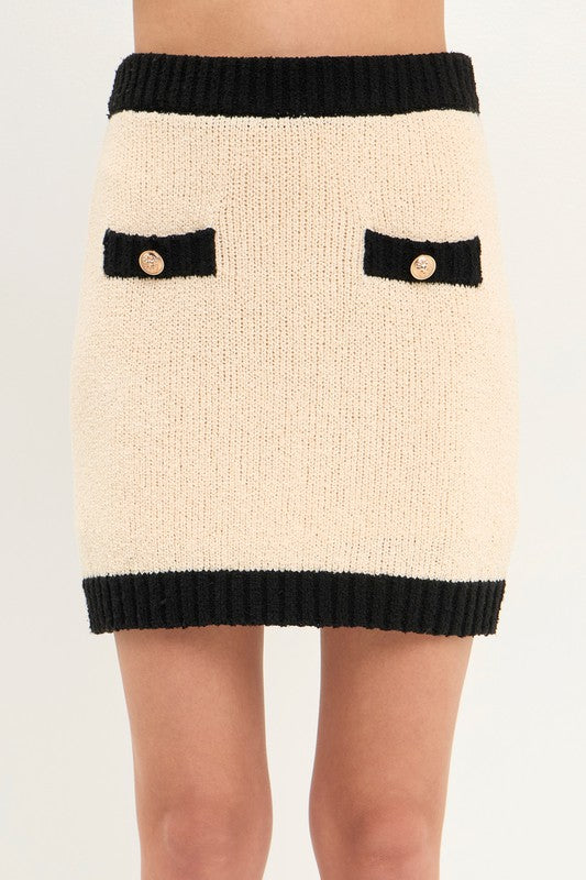 Knit Gold Butttons Skirt