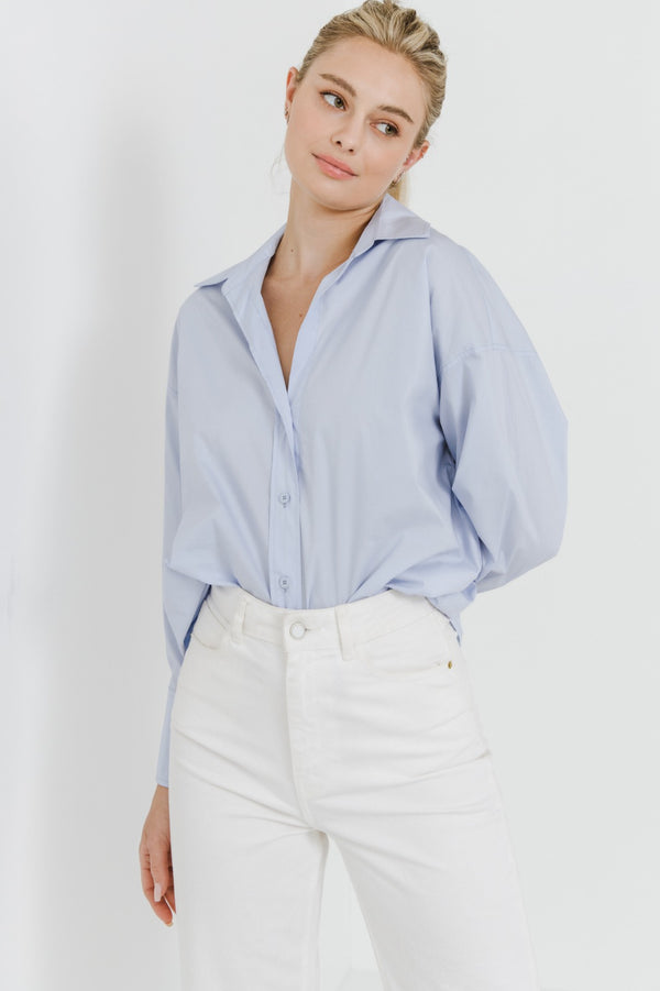 Drop Placket Collared Shirt (Blue or White)
