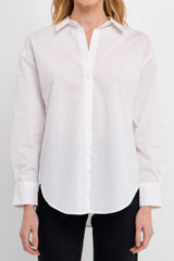 Drop Placket Collared Shirt (Blue or White)