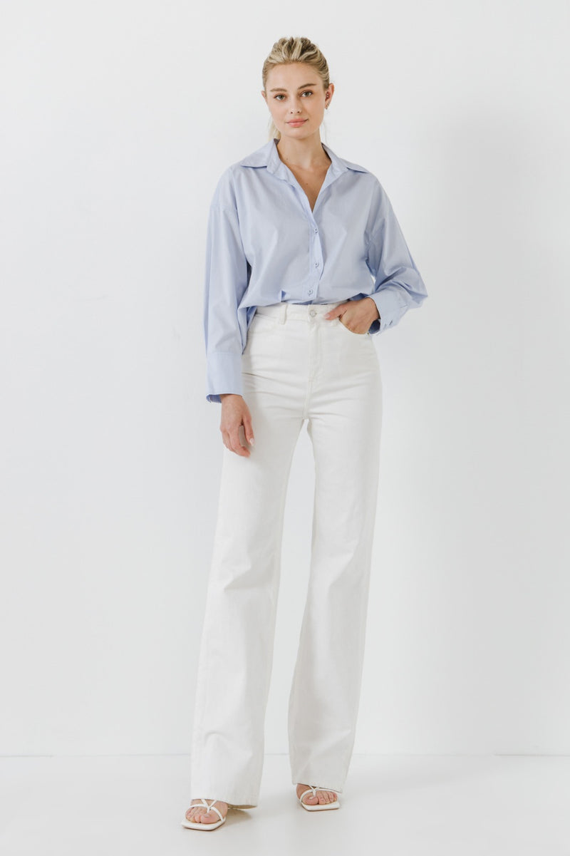 Drop Placket Collared Shirt (Blue or White)