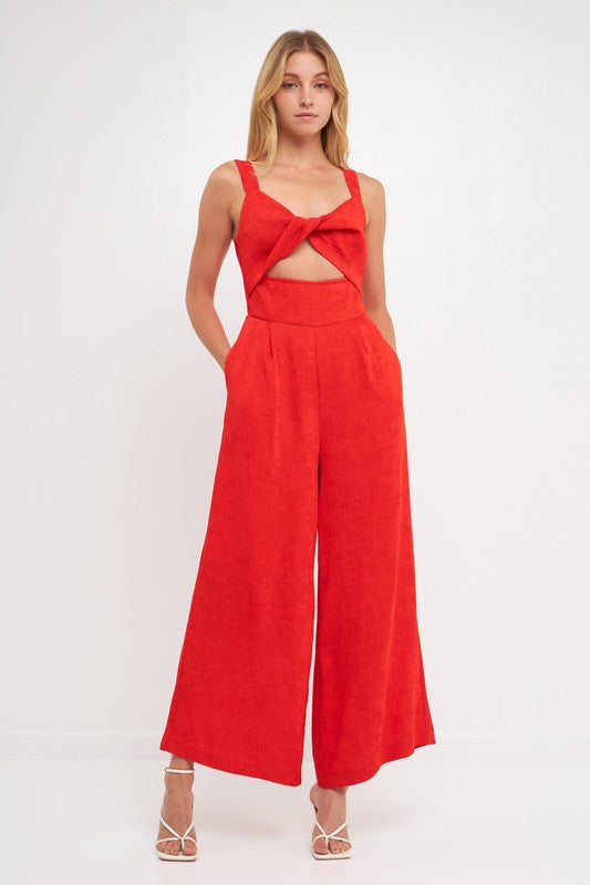 Plisse Twist Jumpsuit (Orange or Black)