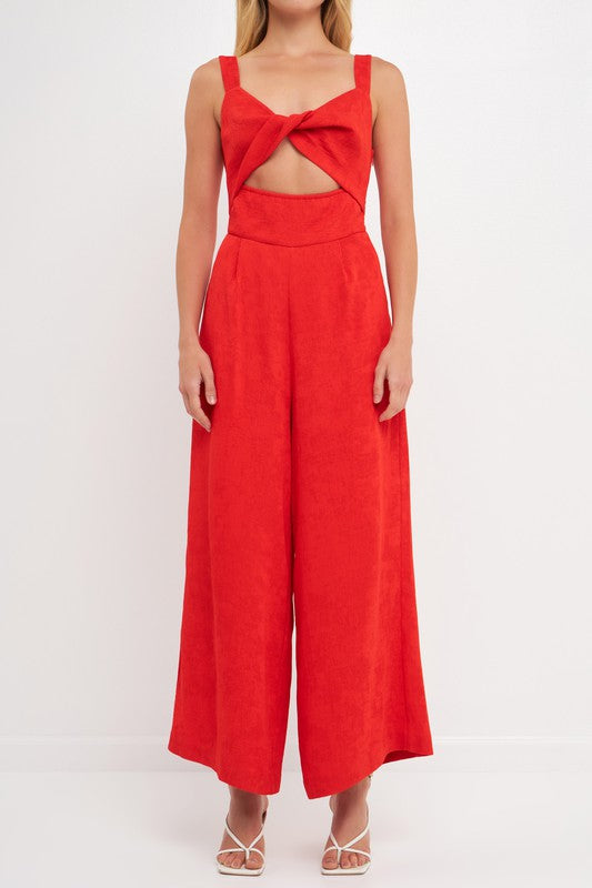 Plisse Twist Jumpsuit (Orange or Black)
