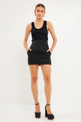 Black High Waisted Tweed Skirt