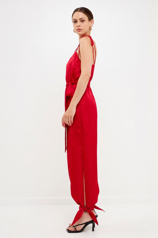 Side Bow Tie Slit Jumpsuit – v o g l i o