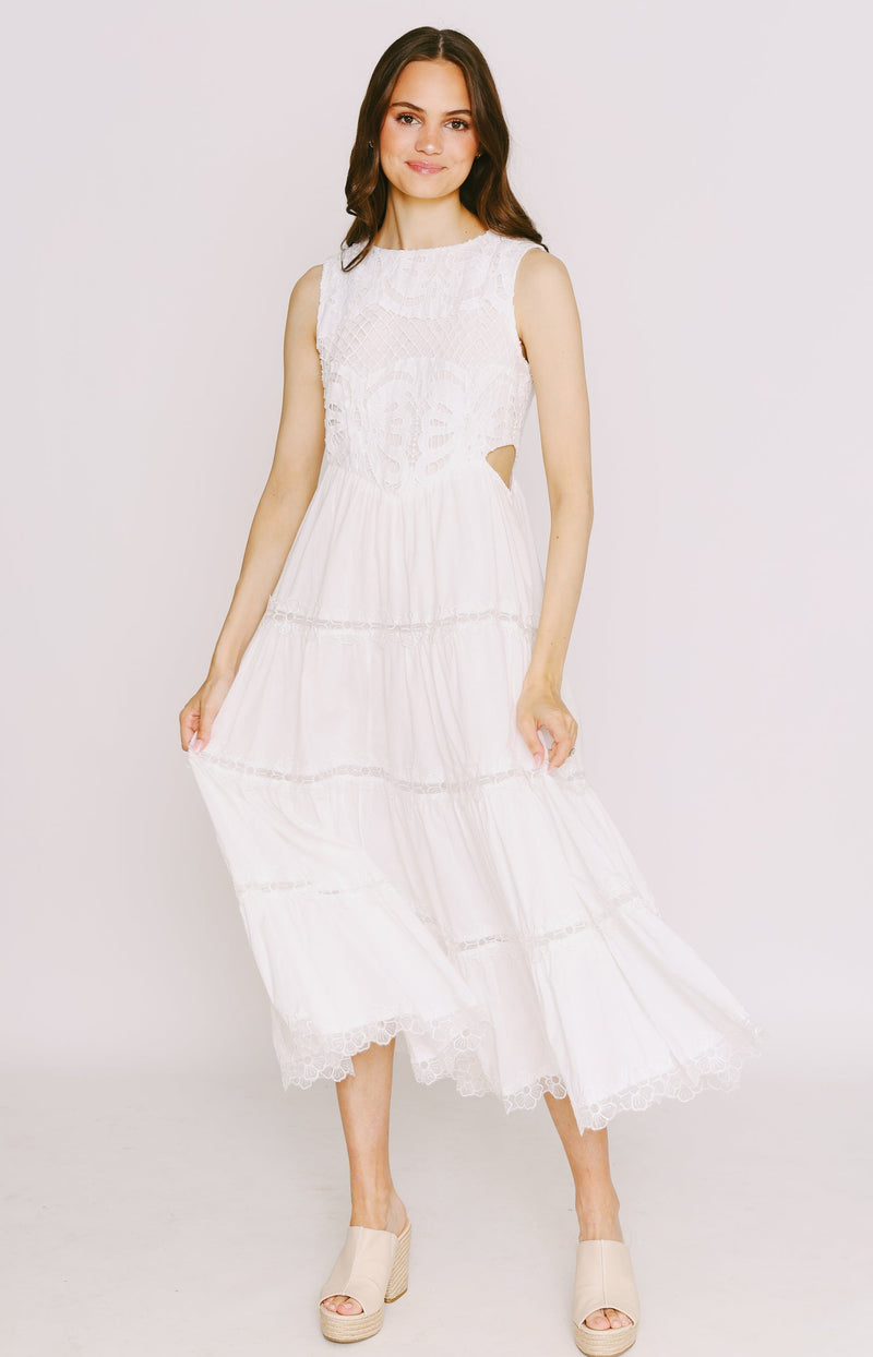 Cut Out Design White Dress