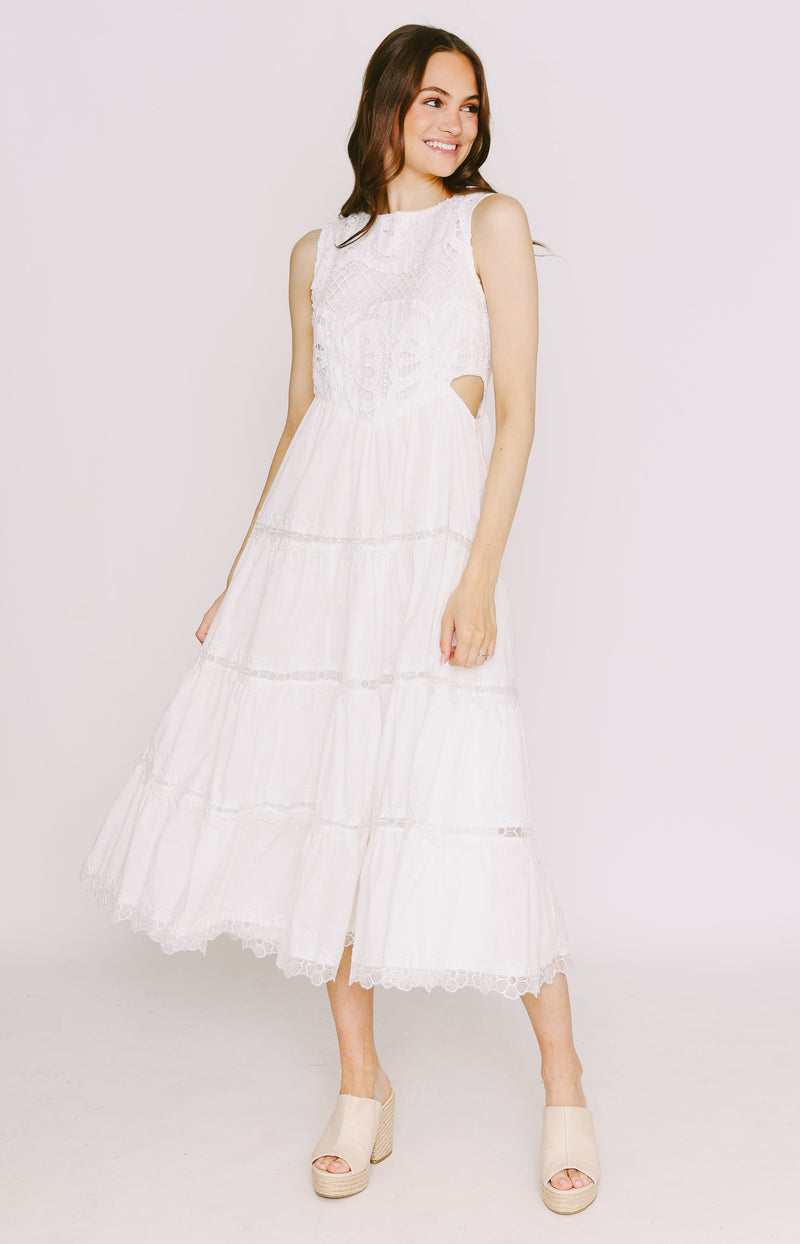 Cut Out Design White Dress