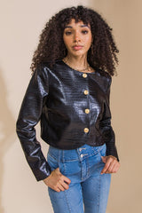 Textured Faux Leather Jacket