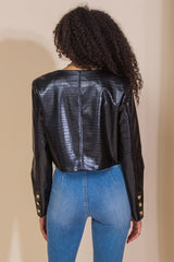 Textured Faux Leather Jacket