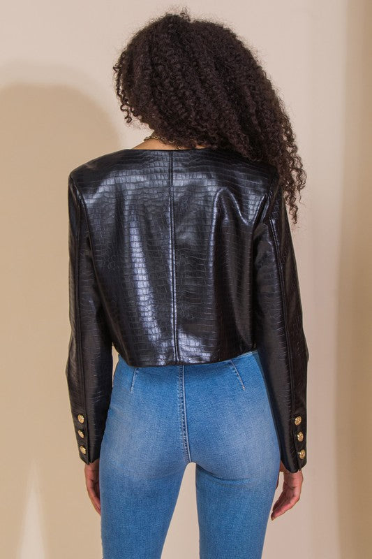Textured Faux Leather Jacket