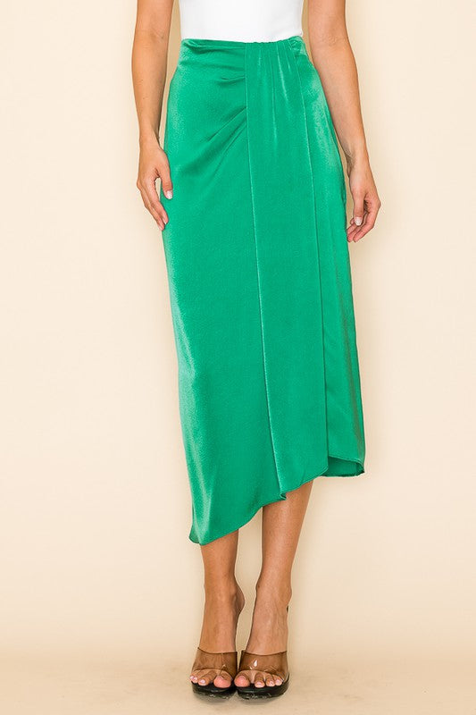 Teal High Waist Midi Skirt