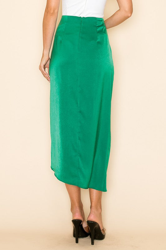 Teal High Waist Midi Skirt