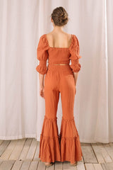 Crepe Ruched Center Crop Top