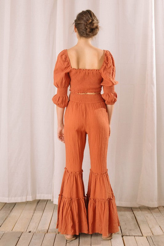 Crepe Ruched Center Crop Top