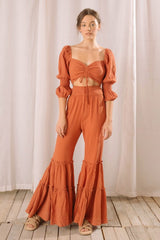 Crepe Ruched Center Crop Top