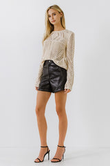 Black Pu Shorts