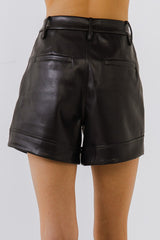 Black Pu Shorts