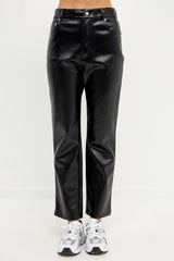 High Waist Pu Fabric Pants (Black or Cream)
