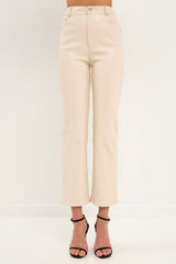 High Waist Pu Fabric Pants (Black or Cream)