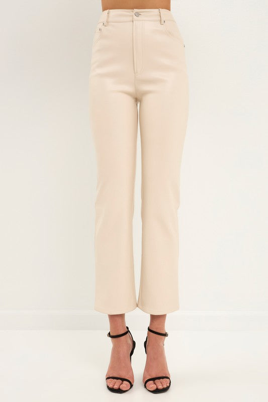 High Waist Pu Fabric Pants (Black or Cream)