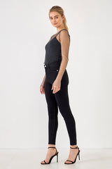 Embellished Long Sleeve Top (Black and Nude)