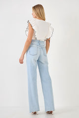 Contrast Merrow Ruffled Top (Lilac or White)