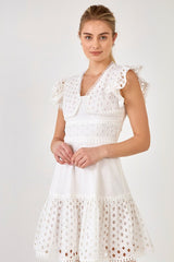 Eyelet Mixed Media Dress