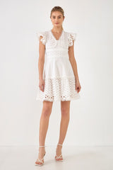 Eyelet Mixed Media Dress