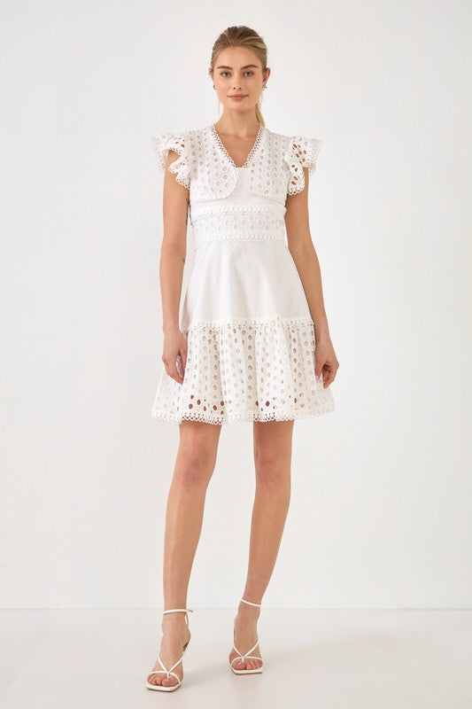 Eyelet Mixed Media Dress