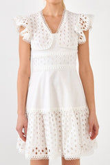 Eyelet Mixed Media Dress