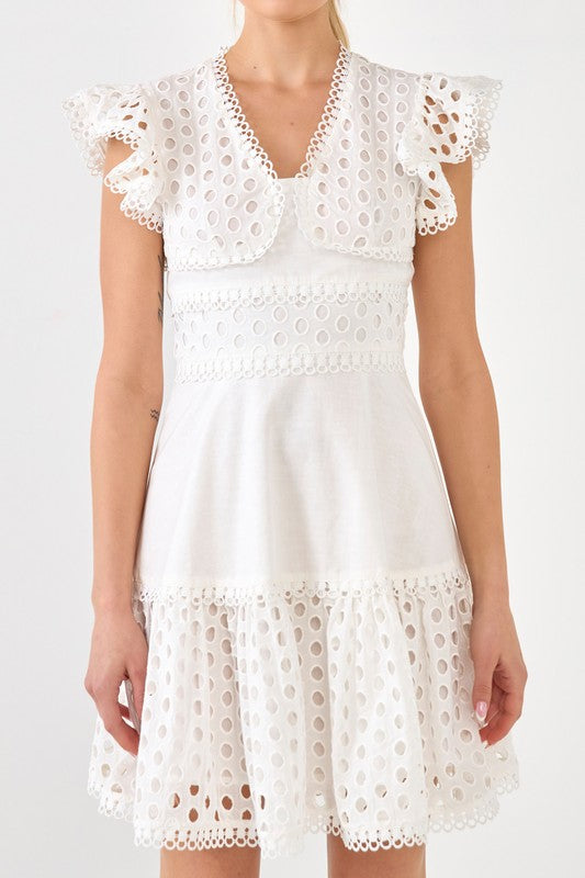 Eyelet Mixed Media Dress