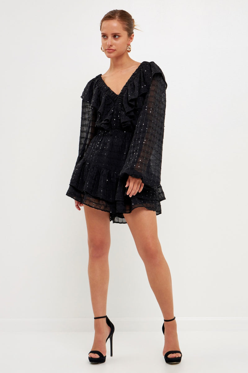 Sequins Ruffle Romper