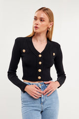 Shank Button V-Neckline Cardigan