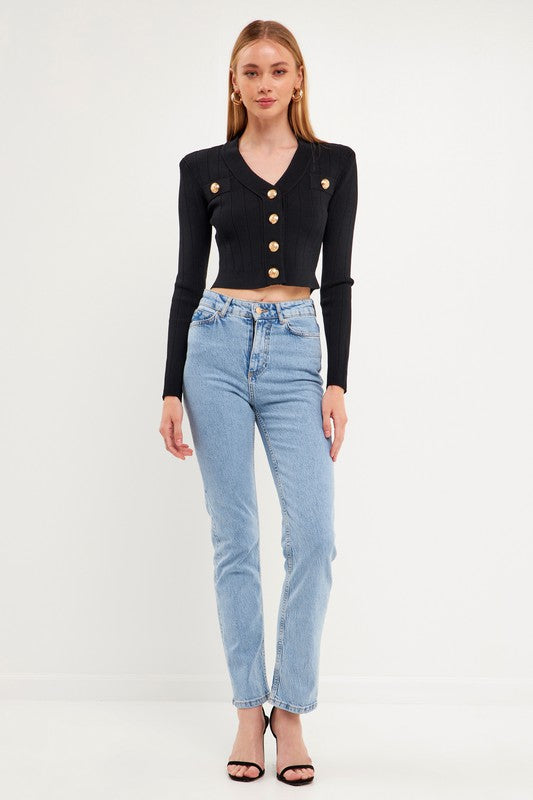 Shank Button V-Neckline Cardigan