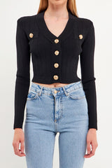 Shank Button V-Neckline Cardigan