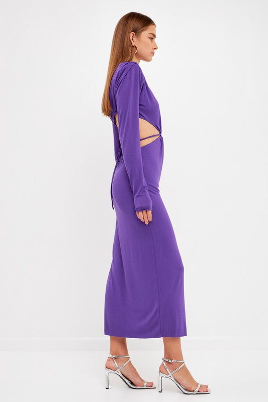 Crossed Open Back Long Jersey Dress