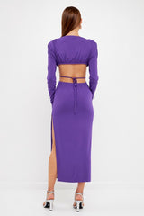 Crossed Open Back Long Jersey Dress