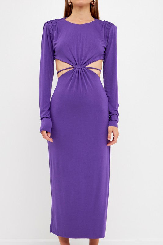 Crossed Open Back Long Jersey Dress