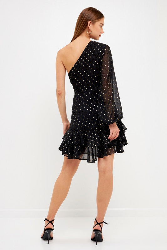 One Shoulder Chiffon Dress