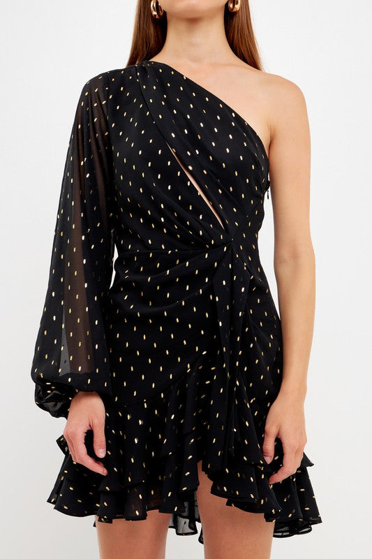 One Shoulder Chiffon Dress