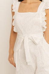 White Eyelet Ruffled Jumpsuit