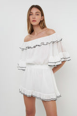 Contrast Edge Off Shoulder Romper