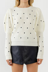Dotted Puff Sleeve Sweater