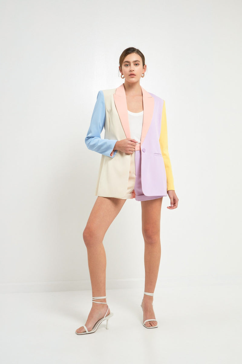 Multi Color Block Blazer