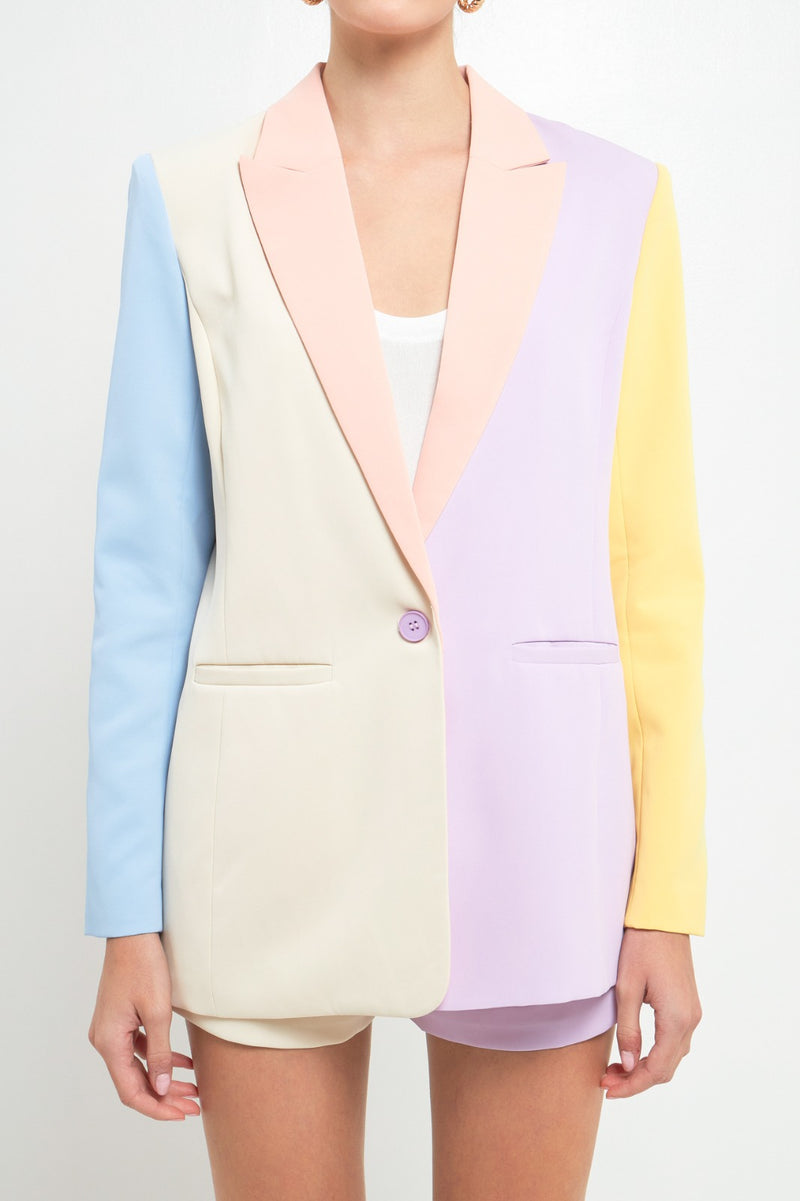 Multi Color Block Blazer