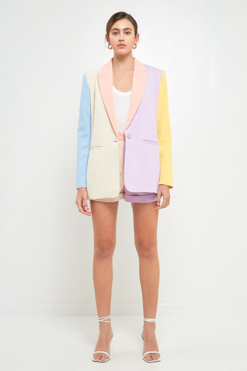 Multi Color Block Blazer