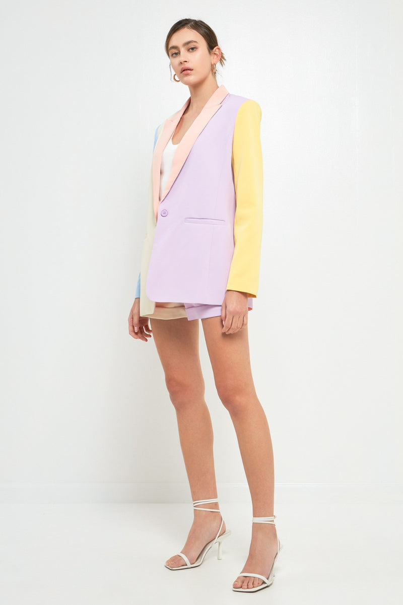 Multi Color Block Blazer