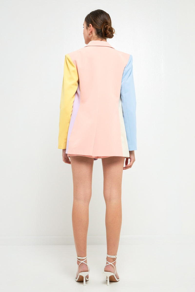 Multi Color Block Blazer