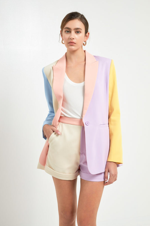 Multi Color Block Blazer